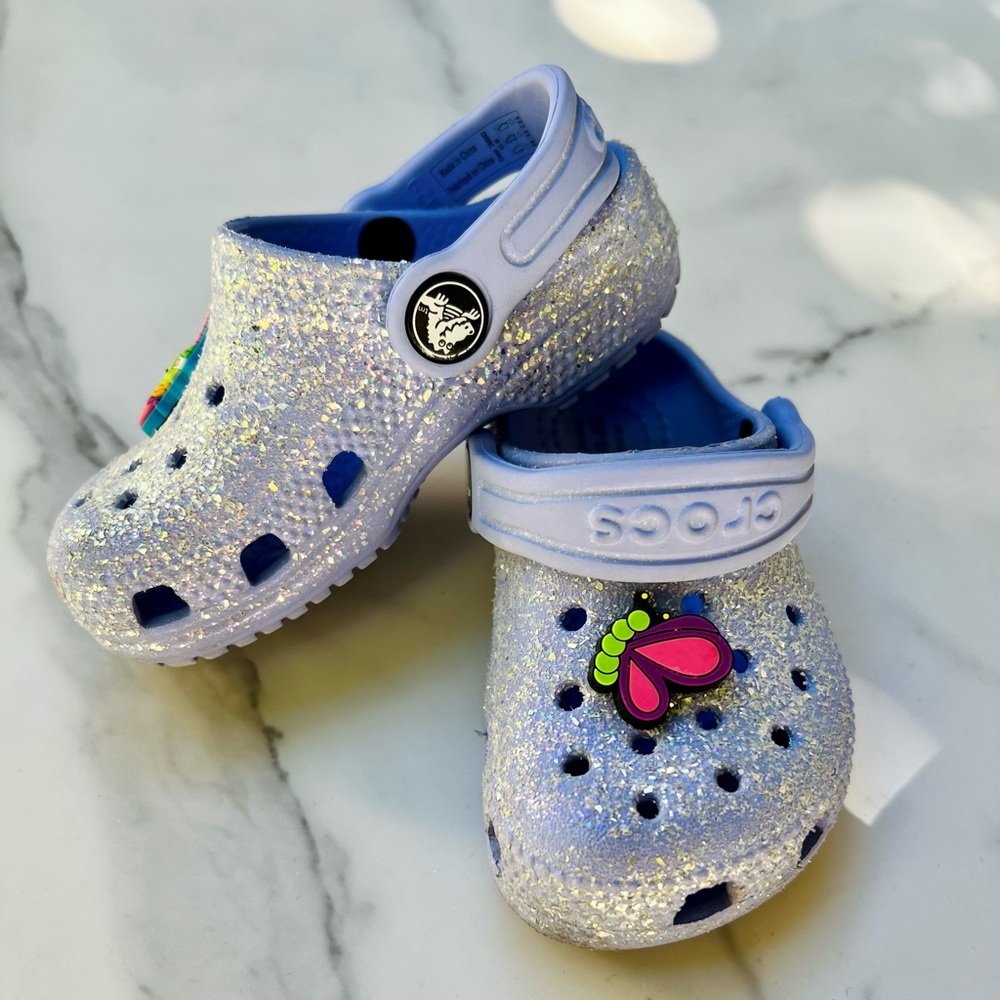 Crocs kids girls Glitter Purple Lavendar Size 6